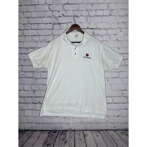 Bacardi Embroidered Logo Polo Shirt White Short Sleeve Mens Casual‎